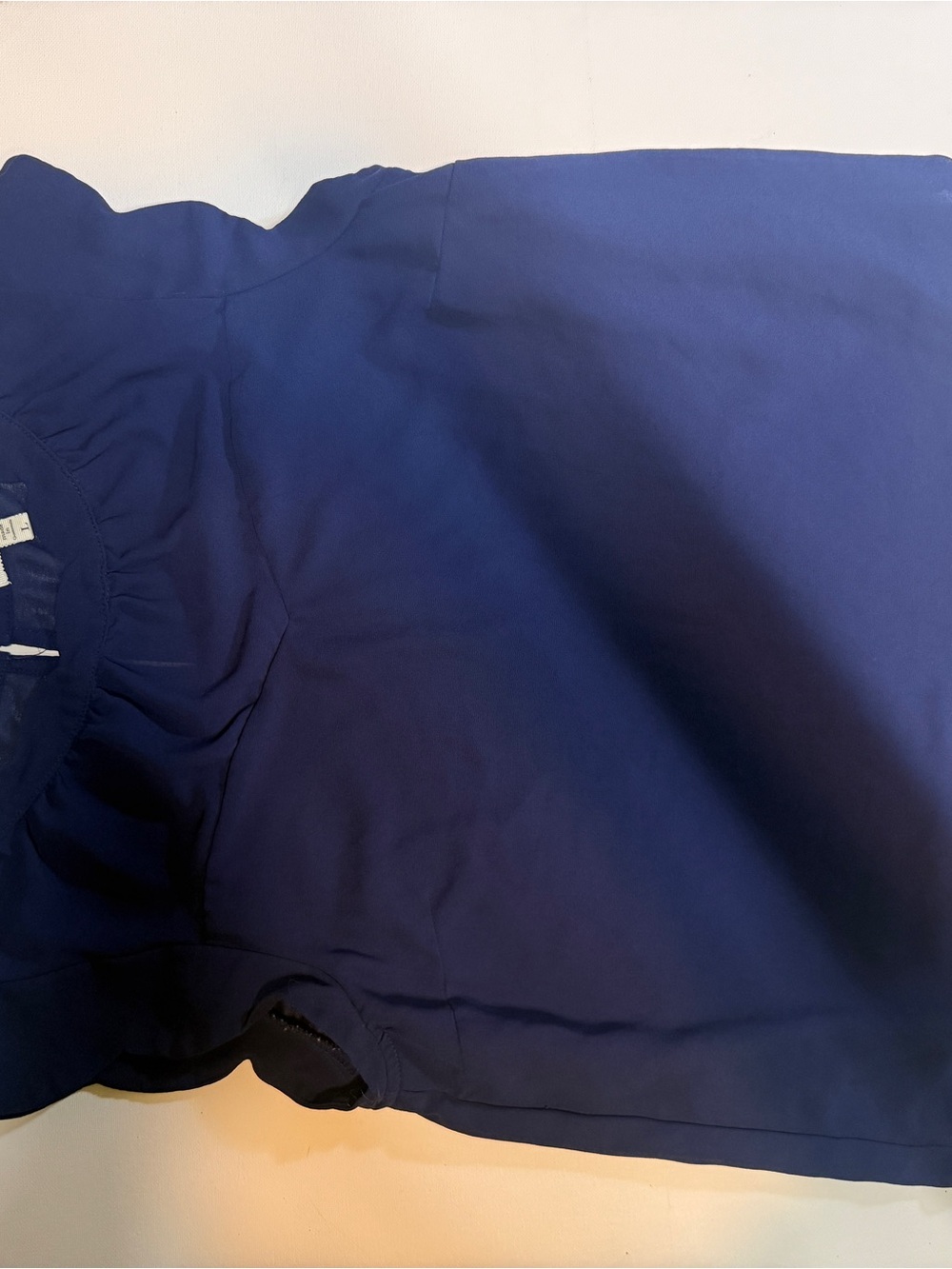 Monteau Navy Blue Ruffle Sleeve Top